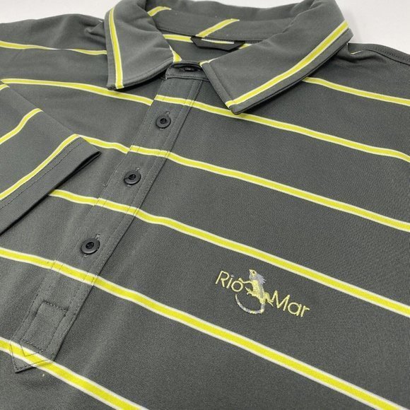 ZERO RESTRICTION Tour Series Rio Mar Golf‎ Polo Gray/Yellow Stripe XL - Picture 4 of 6
